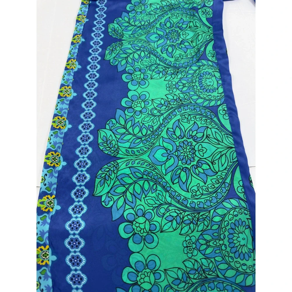 Johnny Was Diomedes Villa Silk Wide Leg Pant Blue Green Floral Med. Boho Luxury - Picture 3 of 12